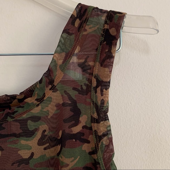 SOLD Gaultier sheer mesh camo tank top - Picture 3 of 5